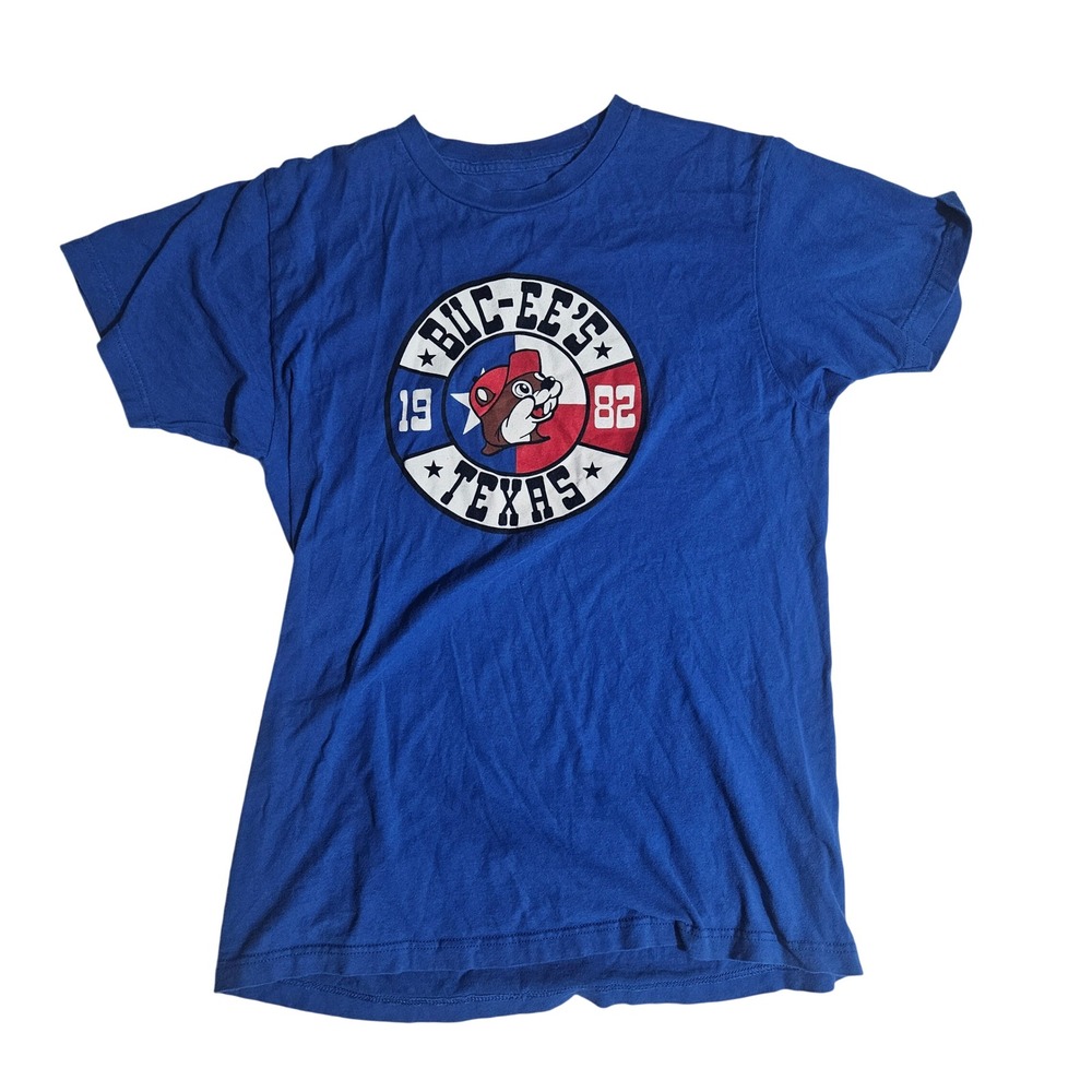Buc-ee's Texas Graphic T-Shirt Blue Beaver Mascot 1982 Short Sleeve Medium
